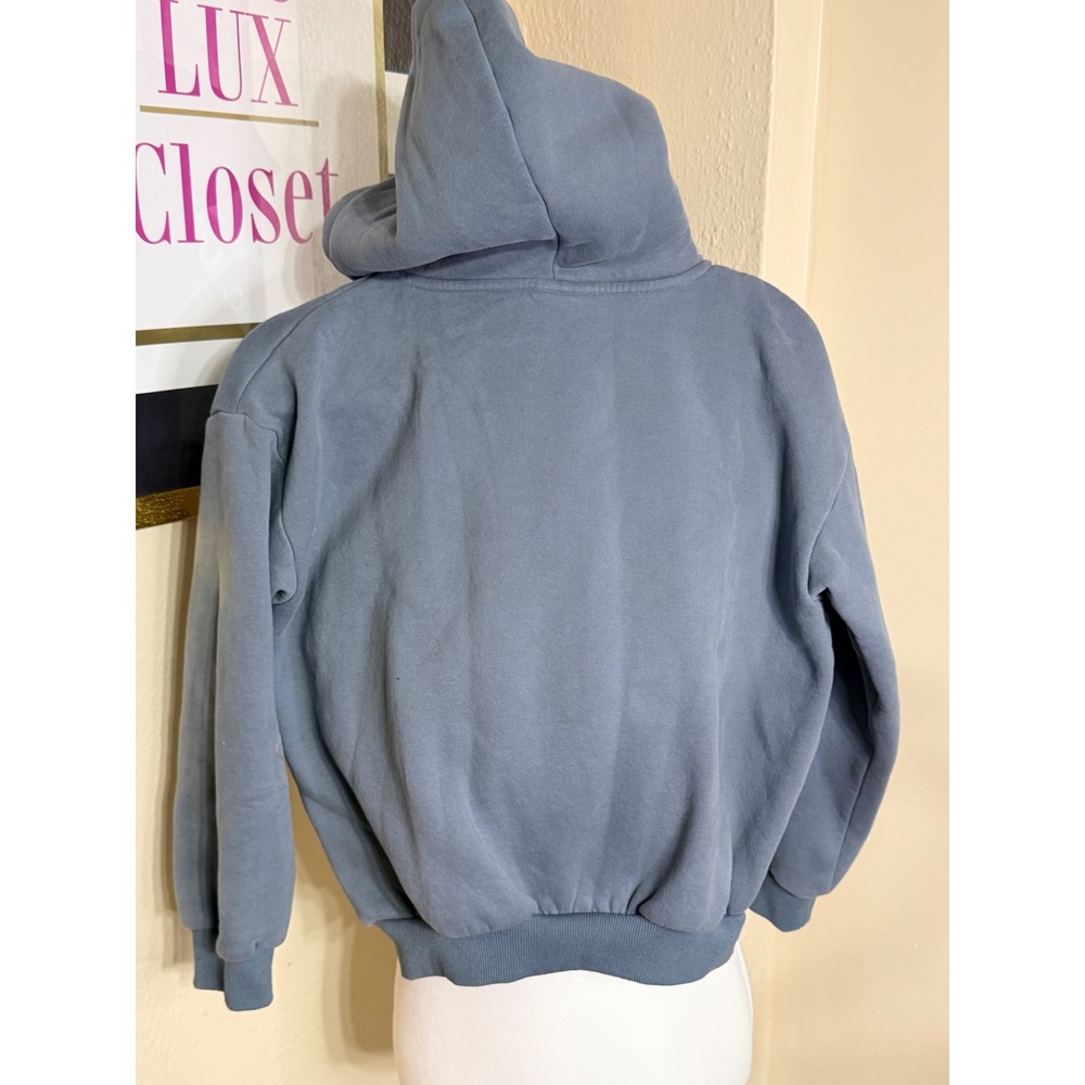 Comfrt Kids Zip Up Hoodie XL Slate Blue Fleece Lined Sweatshirt Embroidered Logo - Picture 2 of 3